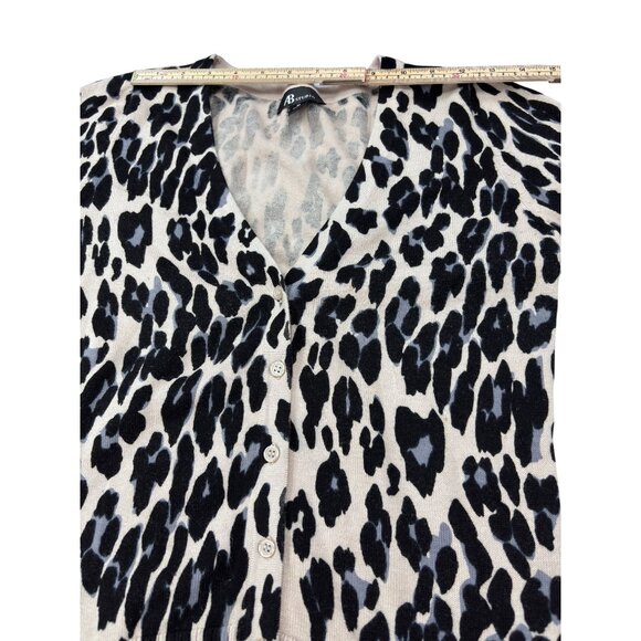 AB Studio Womens Leopard Print Cardigan Sweater Medium 100% Cotton Button Front - Picture 6 of 11